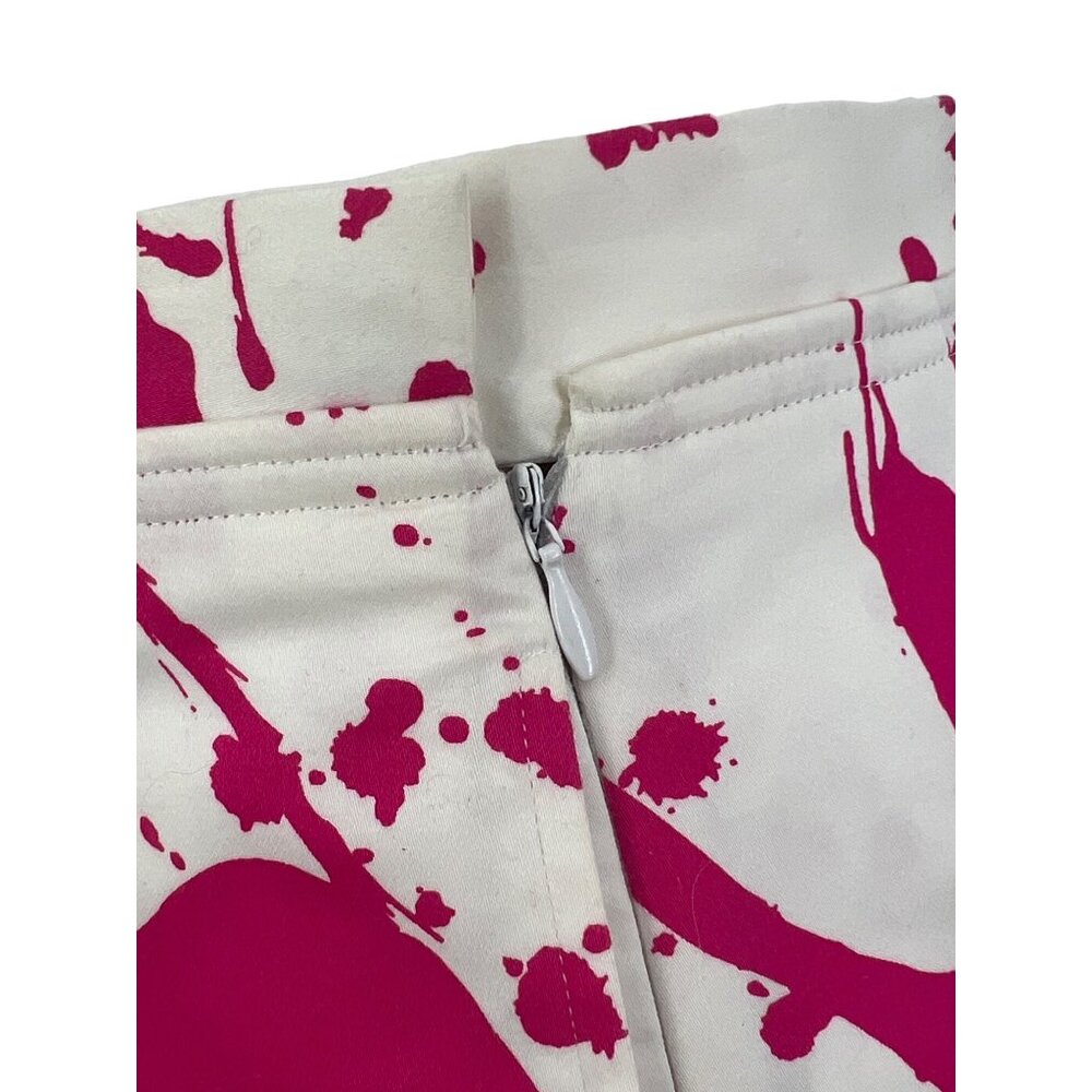Calvin Klein Pink & White Paint Splatter Pleated A-Line Skirt - Picture 15 of 16